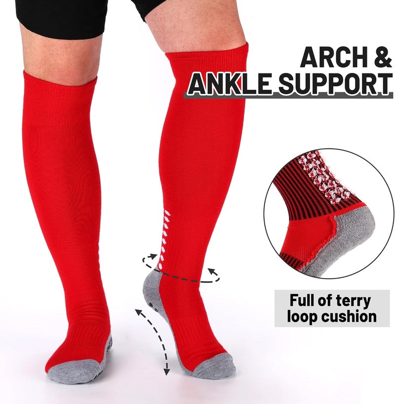 Ultrafun 2/4 Pairs Grip Soccer Socks Non Slip Knee High Compression Soccer Football Socks - Image 4